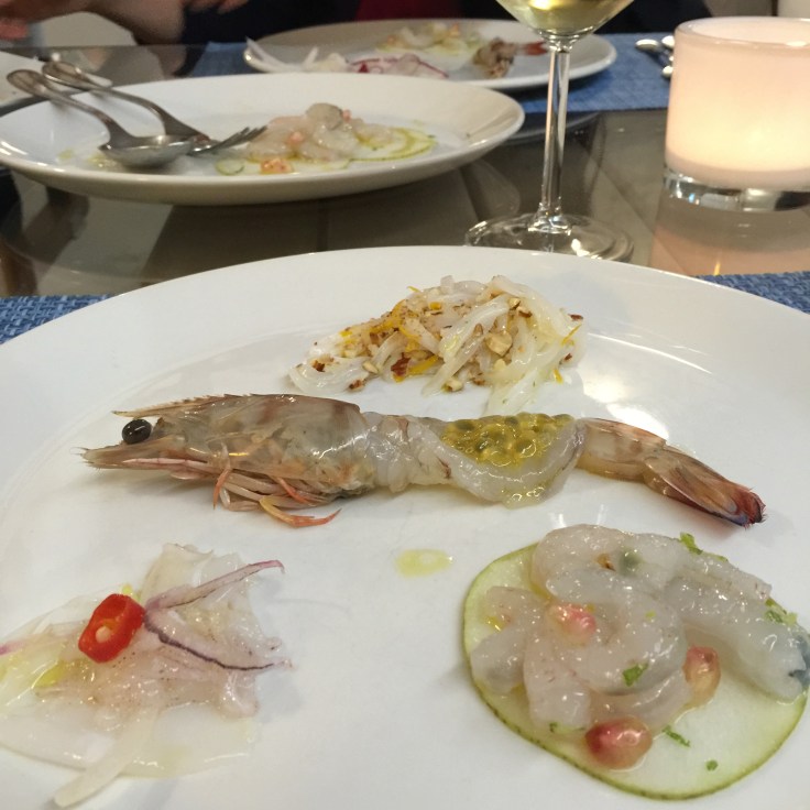 Raw fish paired with fruits and other flavours. Genius! 